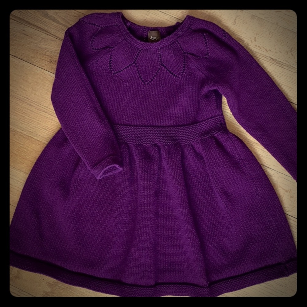 Knit sweater dress in plum by Tea Collection 2T